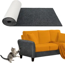 120"x16" Cat Scratch Protector Cat Anti Scratch Furniture Mat Carpet Trimmable Self-Adhesive Pad Strong Viscose Couch Protector Dark Grey