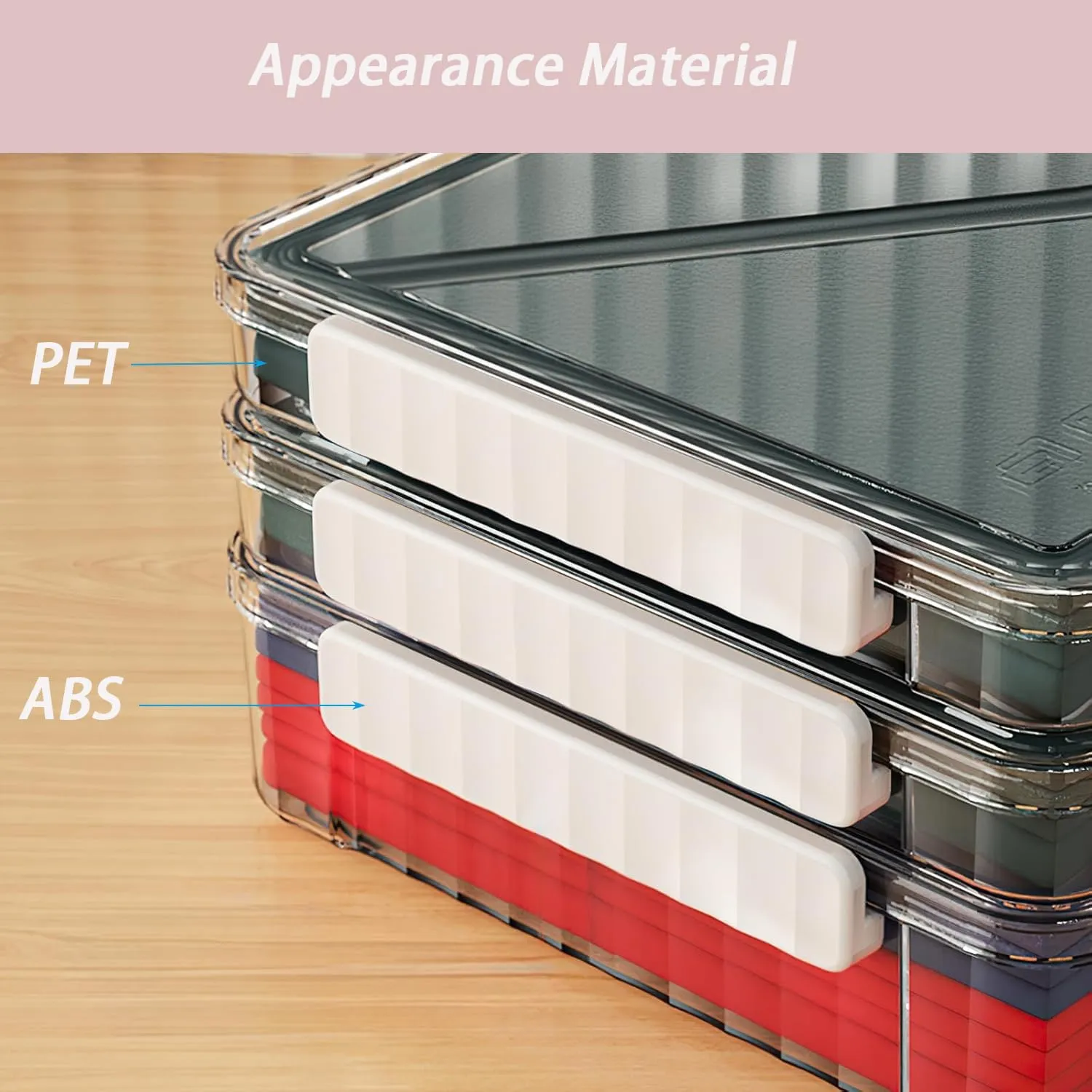 2 Pack Clear Plastic File Storage Boxes with Latching Lids, Transparent Certificate Organizer with Handle, Portable Project Case for Drawers, Clear Stackable File Box (White Latches, Small)