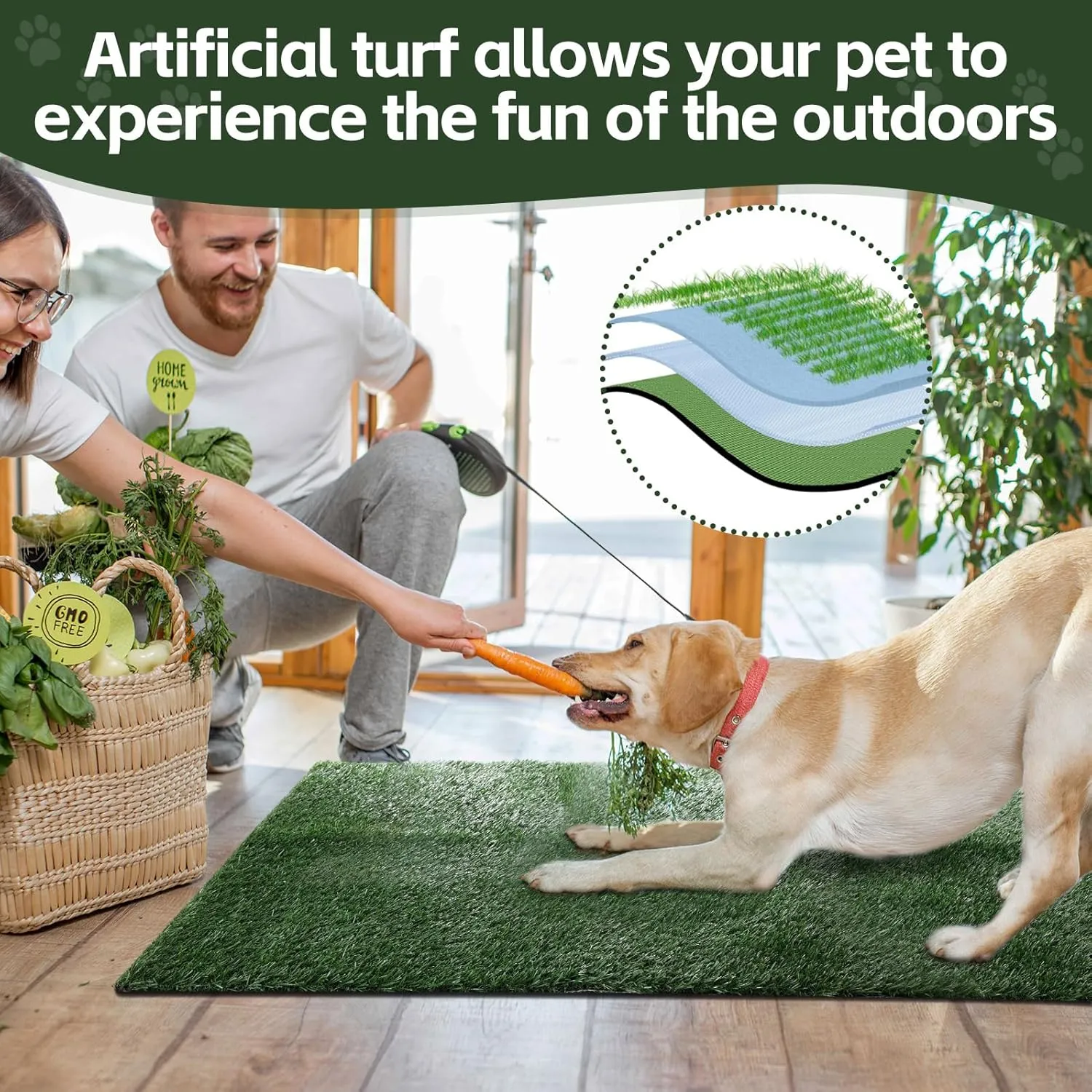 2pack Artificial Grass for Dog Potty,Dog Grass Pee Pad with Drainage Holes, Replacement Turf Mats for Potty Training Washable Realistic for Outdoor Indoor Pet Supply (31.5"x31.5")