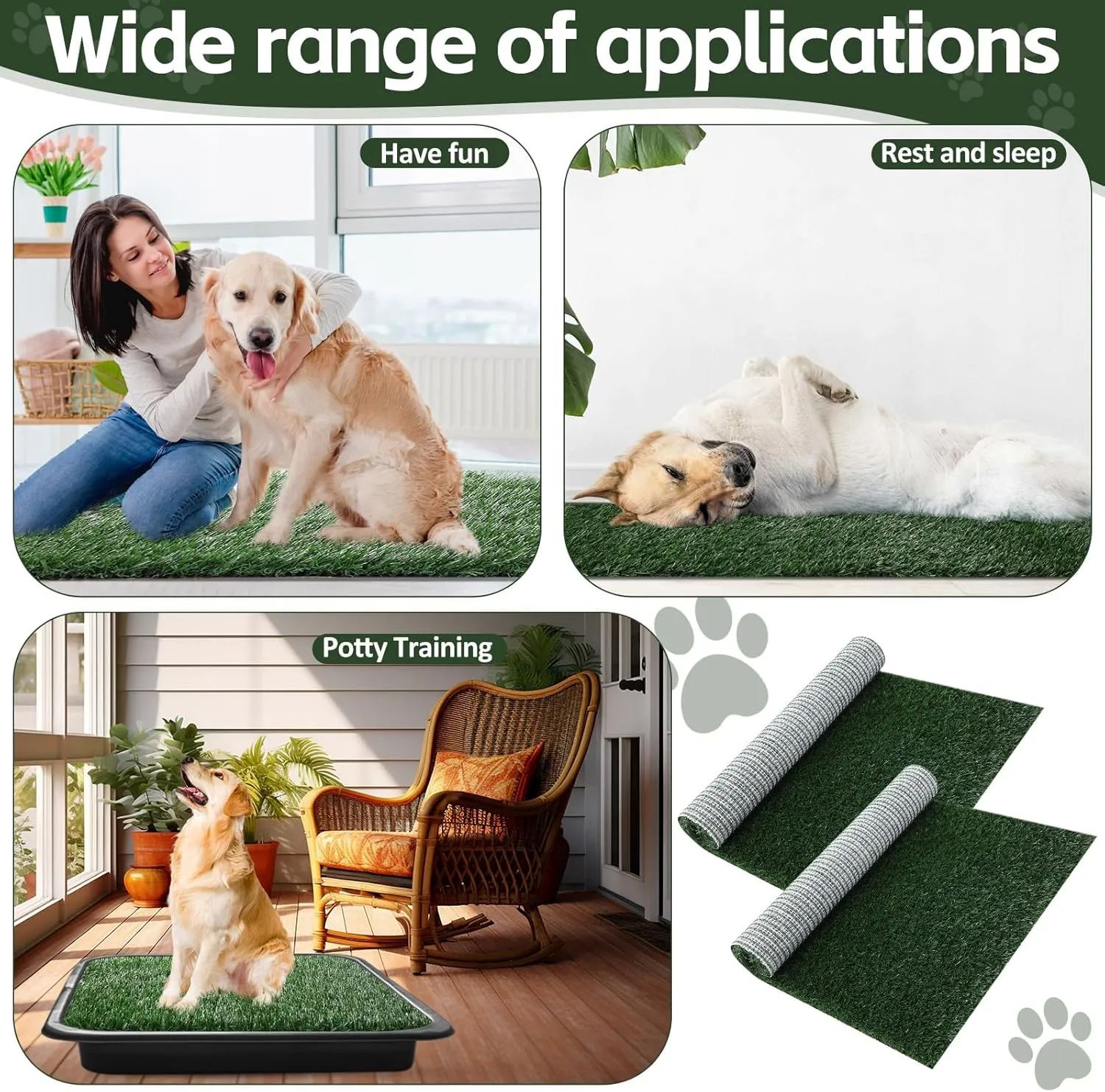 2pack Artificial Grass for Dog Potty,Dog Grass Pee Pad with Drainage Holes, Replacement Turf Mats for Potty Training Washable Realistic for Outdoor Indoor Pet Supply (31.5"x31.5")