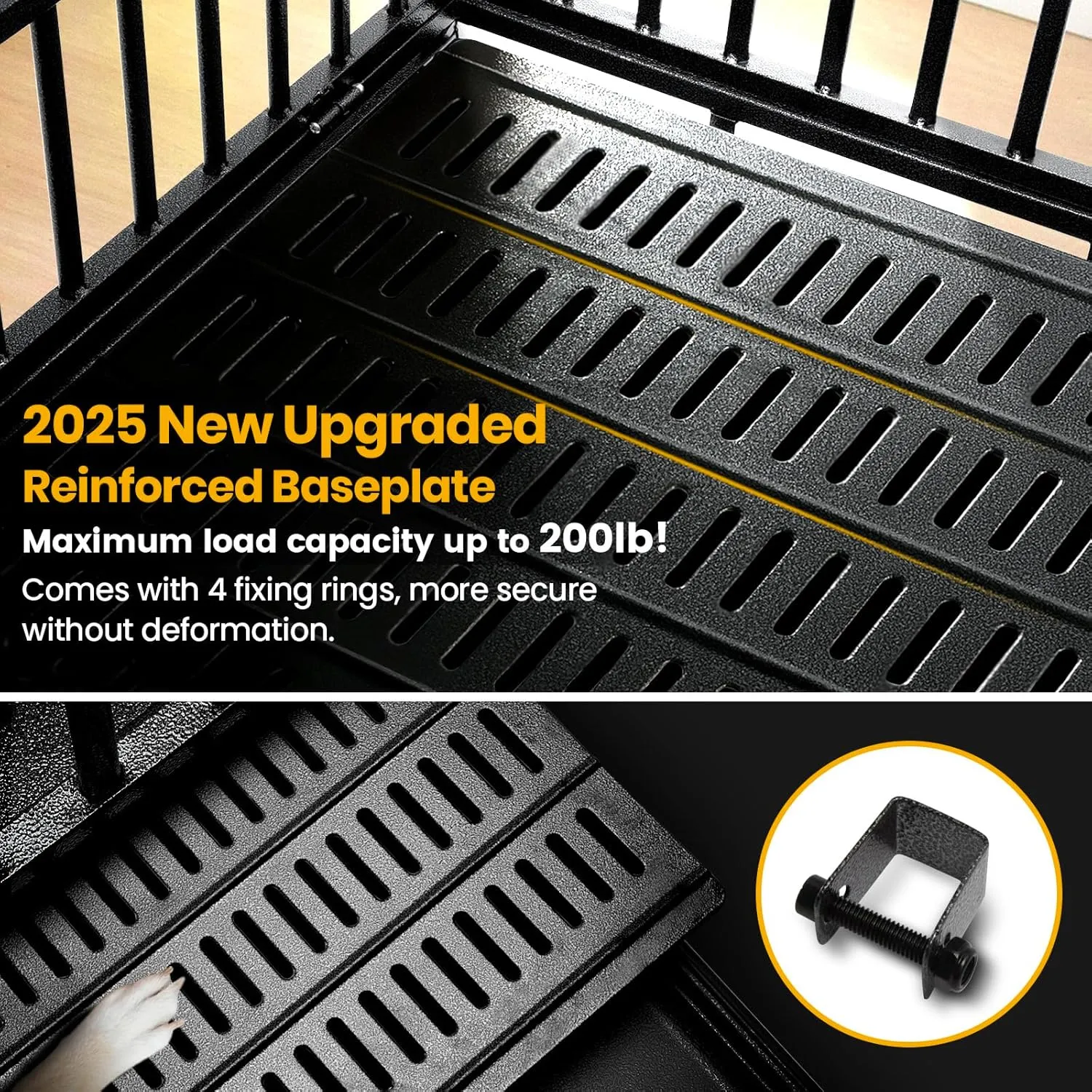 38 inch Heavy Duty Indestructible Dog Crate,2025 New Upgraded Reinforced Baseplate for Large Dogs,XL Dog Kennel Indoor for High Anxiety Dogs/Max Load Capacity 200lbs/Double Door with Wheels