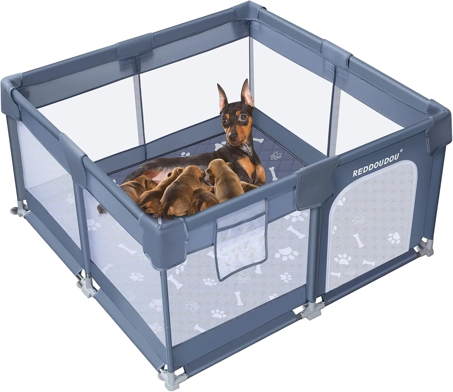 505027 Inch Pet Whelping Box, Doggy Play Pen for Pets, Dogs, Puppies, Kitten, Dog Playpens Indoor with Machine Washable Urine Pad - Small Puppy Playpen, Rabbit Pen Indoor
