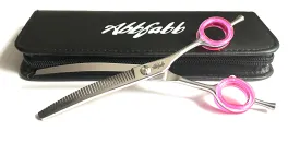 Abbfabb Grooming Scissors Ltd 6.5" 40 Piano Teeth Curved Flip Fluffer