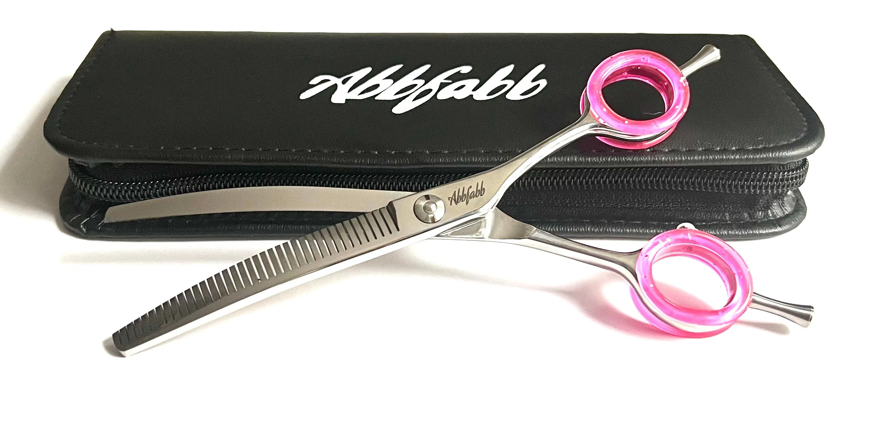 Abbfabb Grooming Scissors Ltd 6.5" 40 Piano Teeth Curved Flip Fluffer