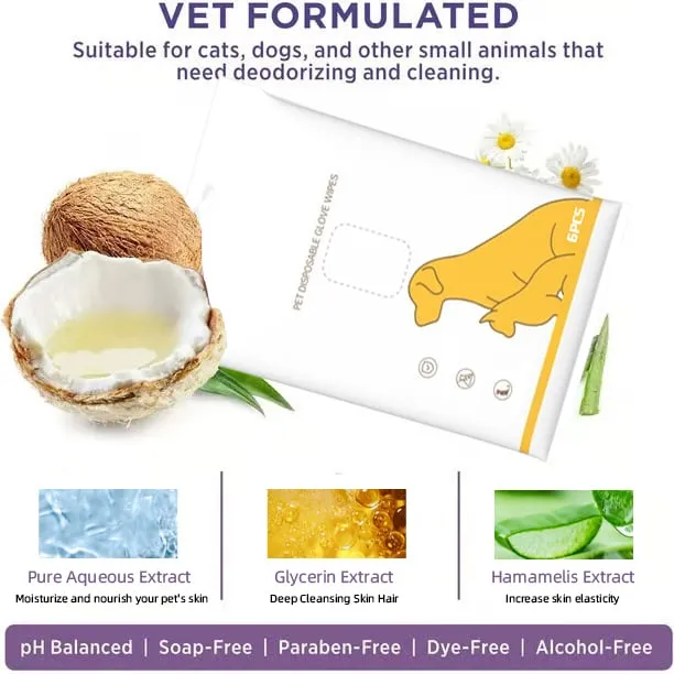 🔥Best-selling in 2025🔥sale-50% off 👉Deodorizing Pet Glove Wipes For Dogs (6 Pcs / 1 Pack)
