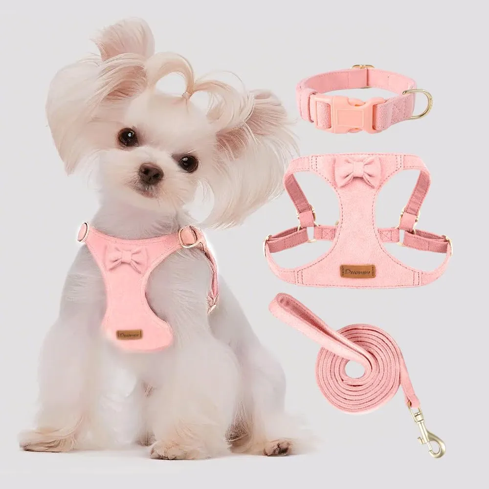 BRT Bearingshui No Pull Adjustable Dog Harness Dog Leash and Dog Collar Set, Soft No Choke Escape Proof Pet Harness Vest for Small and Medium Dogs