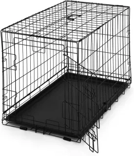 CAPHAUS Foldable Dog Crate Wire Metal Dog Kennel w/Divider Panel, Leak-Proof Pan & Protecting Feet, Single & Double Door, Small, Medium & Large Dog Crate Indoor Wire Dog Cage, 30 w/Classic Lock