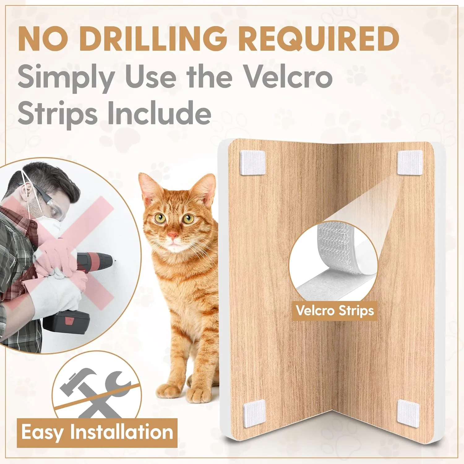 Cat Corner Scratcher - Innovative Cat Scratch Pad for Wall and Corner - Durable and Fun Cat Wall Scratcher for Sharp Claws - White