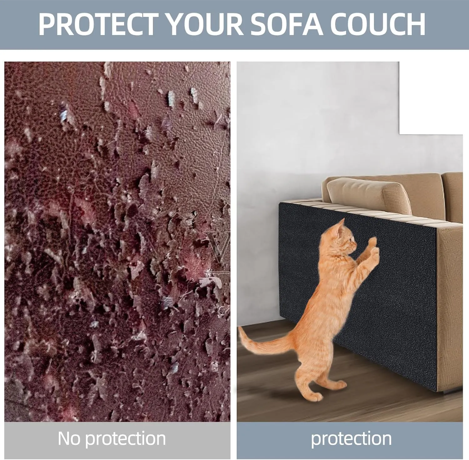 Cat Scratch Mat 78.7"x15.8",Replacement Cat Scratching Post or Cat Scratch Pad,DIY Cat Tree Shelf,Decoration Cat Tower,Protector Couch Furniture or Wall (Black)