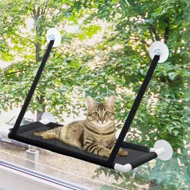 Cat Window Perch, Cat Hammock with 4 Durable Heavy Duty Suction Cups (Black)