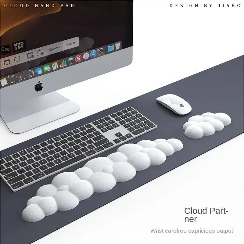 Cloud Memory Foam Mouse Pad with Wrist Rest - Anti-Slip Office & Gaming Keyboard Support