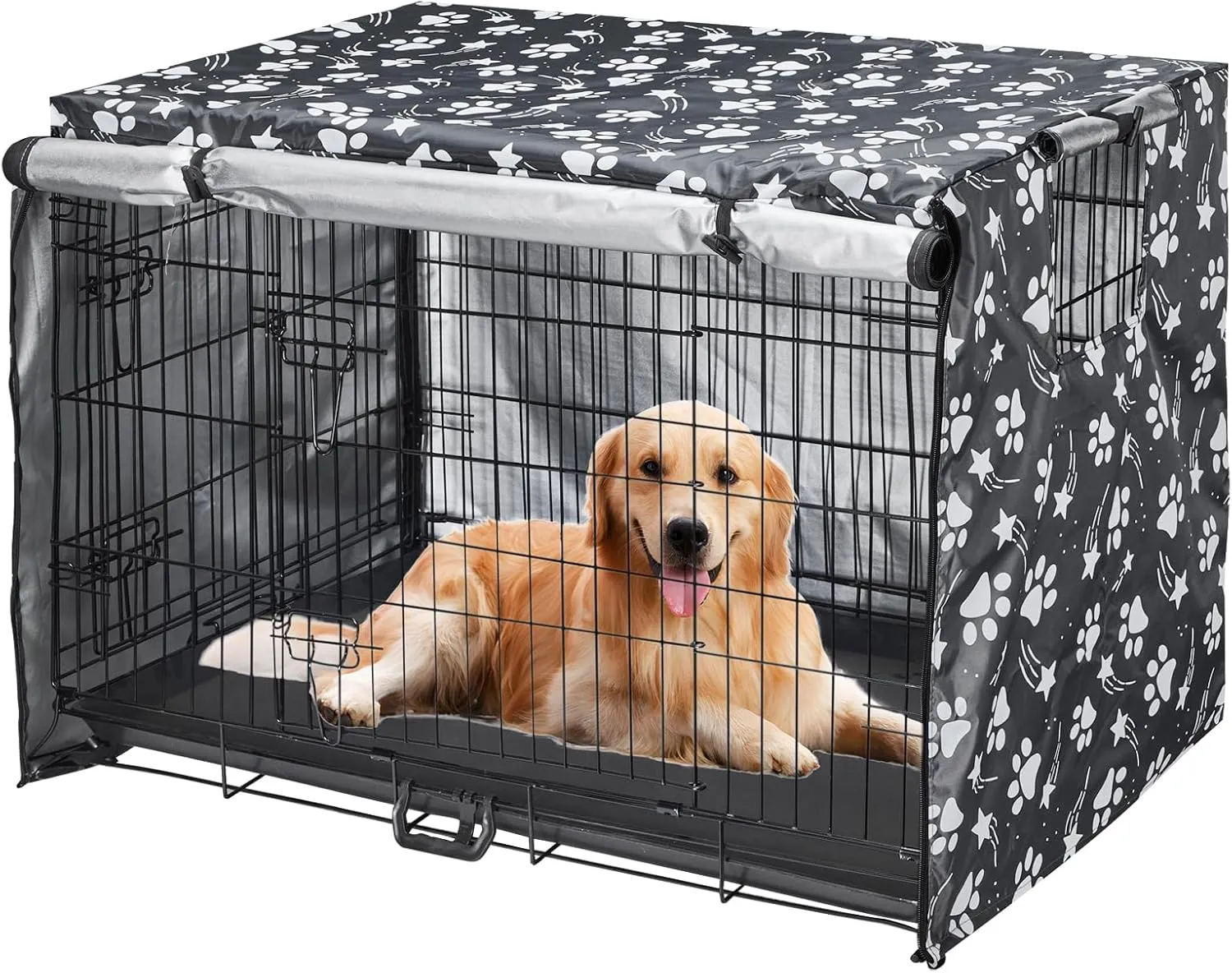 Dog Crate Cover 42 inch - Double Door, Dog Kennel Indoor, Waterproof Dog Kennel Cover with Air Vent Window, for Indoor/Outdoor Most Wire Dog Crate(Grey)