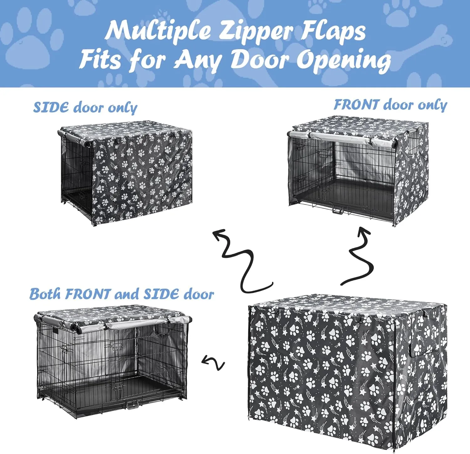 Dog Crate Cover 42 inch - Double Door, Dog Kennel Indoor, Waterproof Dog Kennel Cover with Air Vent Window, for Indoor/Outdoor Most Wire Dog Crate(Grey)