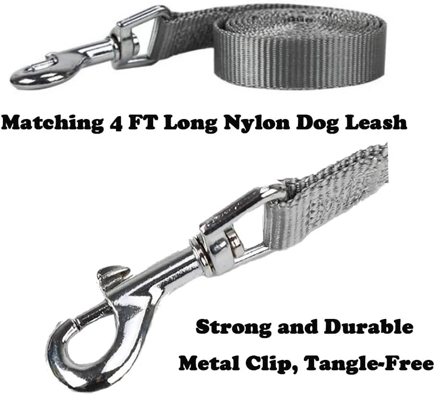 Dog Harness and Leash Set, Soft Mesh No Pull Dog Cat Harness Vest with Bowtie Bell for Small Dogs Puppy and Cats Outdoor Training and Running Classic Plaid Pattern (Small(9.0"-16.5"), Grey Plaid)