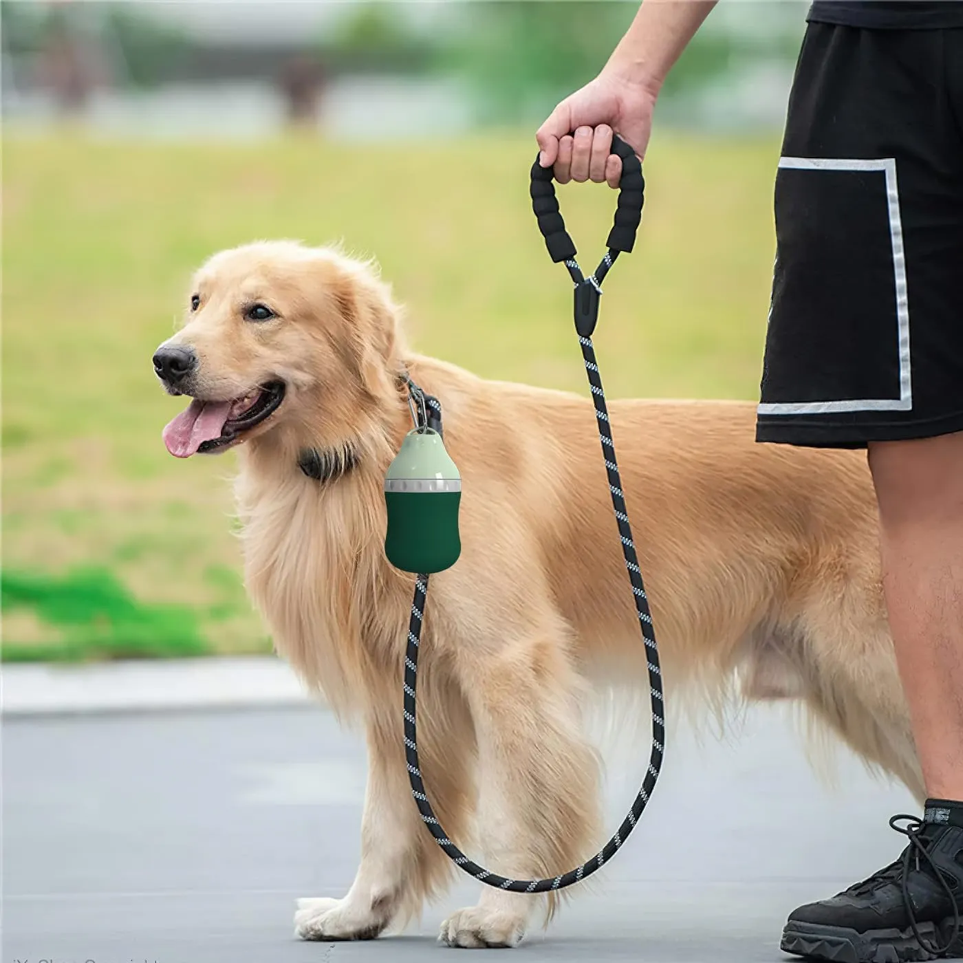 Dog Travel Water Bottle Detachable Bowl Leak Proof Portable Silicone Bottle BodyCollapsible and Suitable for Small Pets for Outdoor Walking, Hiking, Travel (Green, 400 ml)