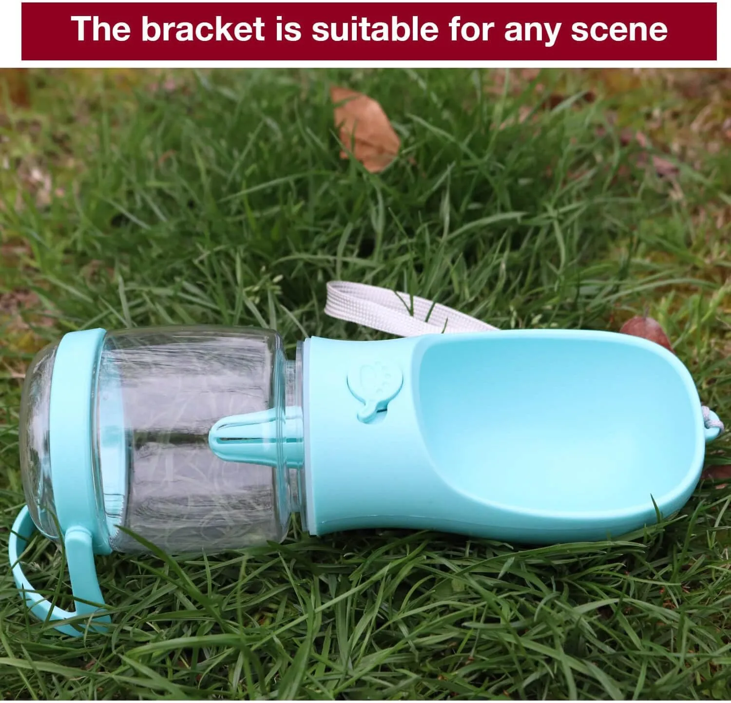 Dog Water Bottle with Food Container Holder, Travel Puppy Drinking Bowl, Portable Pet Water Dispenser, Patented Design, Food Grade Plastic 12 oz Water Bottle 100g Snack cans