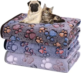 Dono 1 Pack 3 Dog Blankets for Small Dogs, Soft Fluffy Paw Print Pattern Fleece Pet Blanket Warm Sleep Mat, Puppy Kitten Blanket Doggy Mat for Dog Cat Kitten Doggy -23 * 16in (L(41 * 31"), Bone-2)
