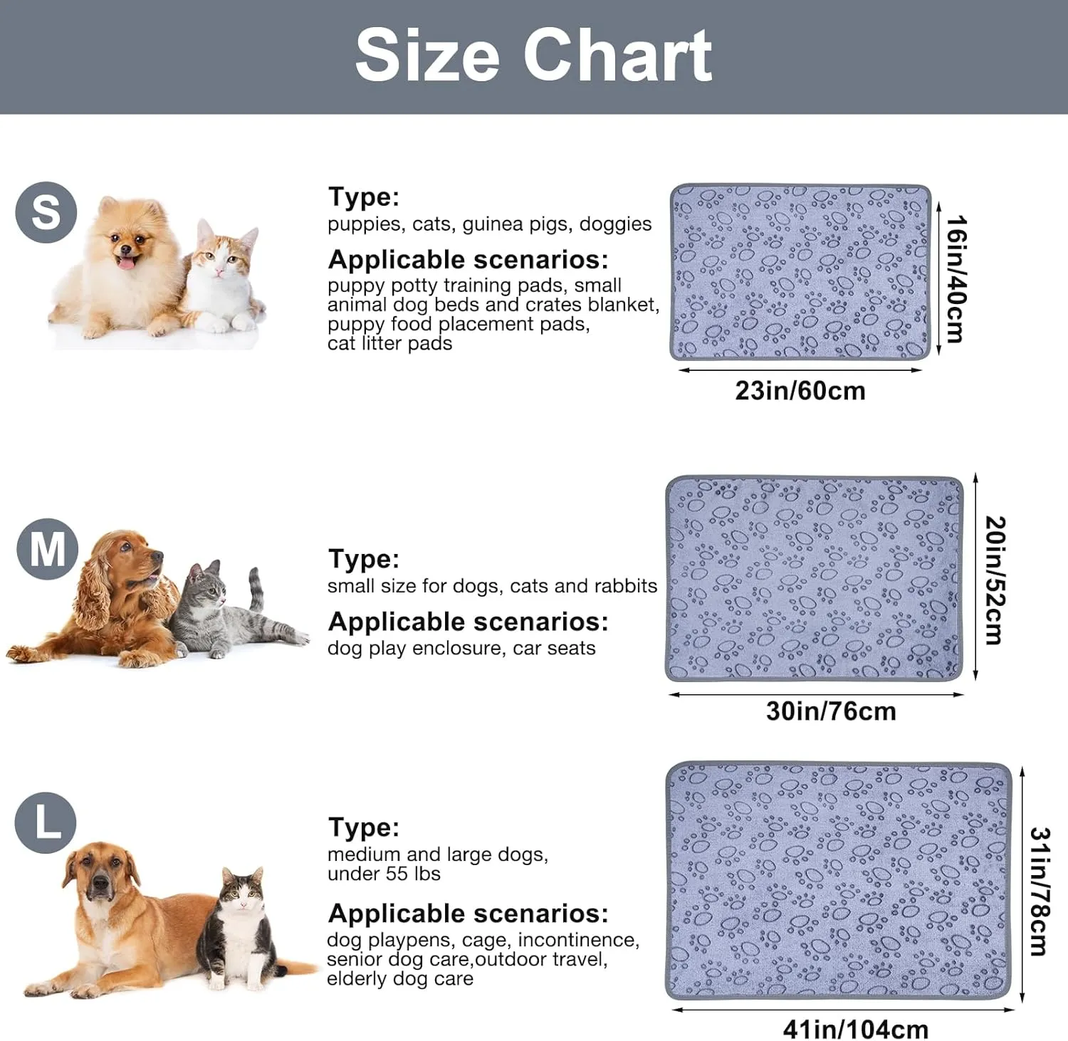 Dono 1 Pack 3 Dog Blankets, Soft Fluffy Fleece Pet Blanket Warm Sleep Mat Paw Print Design Puppy Kitten Throw Blankets Doggy Blanket for Dogs