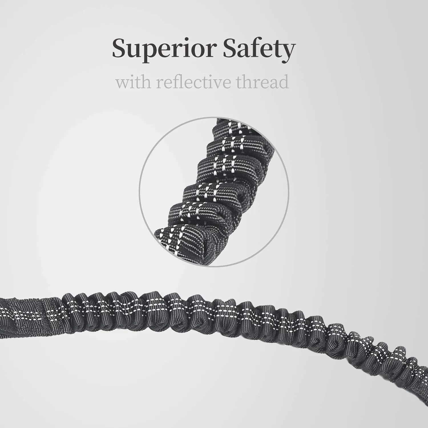 Double Dog Leash with Two Extra Traffic Handles, 360 Swivel No Tangle Dual Dog Walking Leash, Comfortable Shock Absorbing Reflective Bungee for Two Dogs (18~120 lbs, Black)