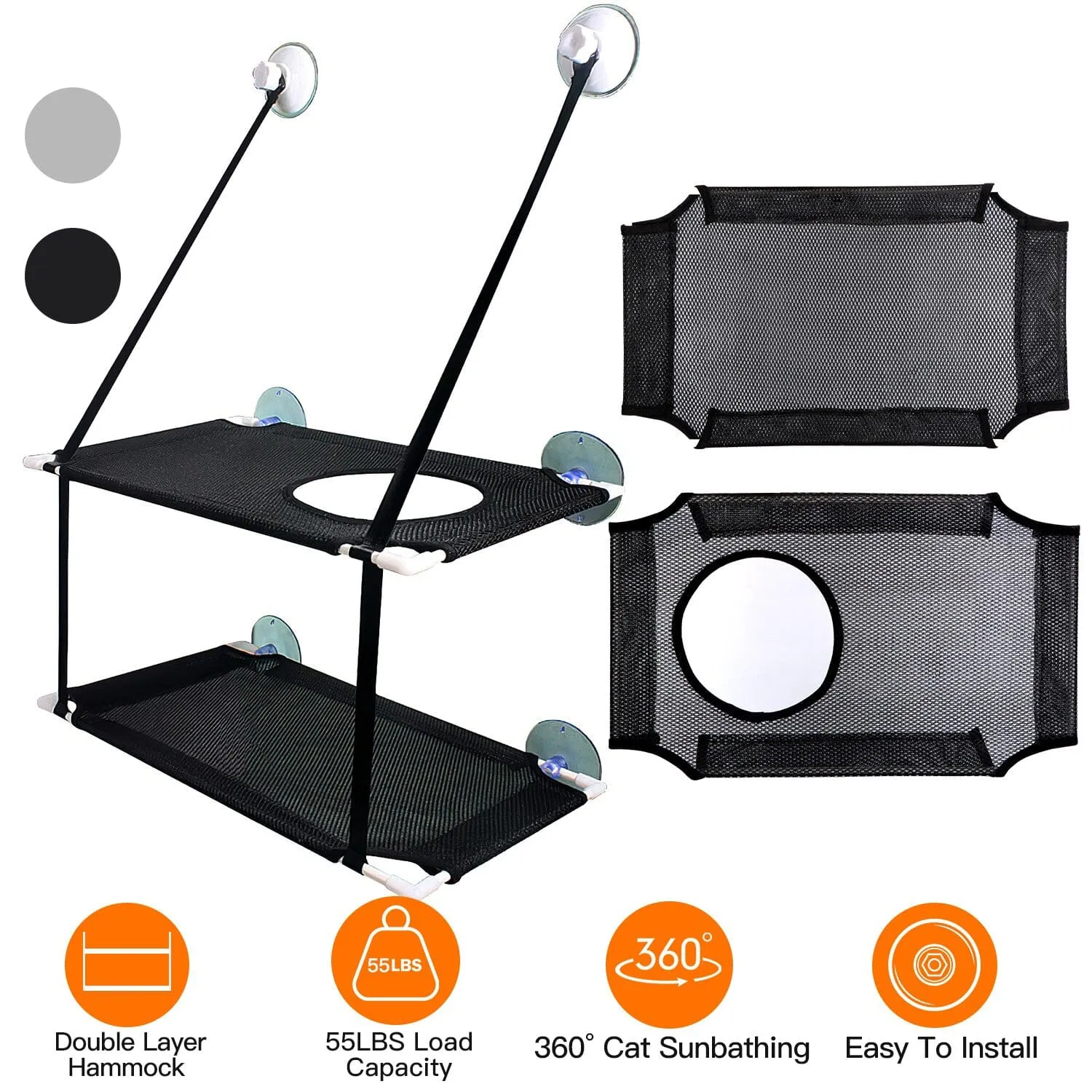 Double Layer Perch Bed Powerful Suction Indoor Window Hammock for Cat