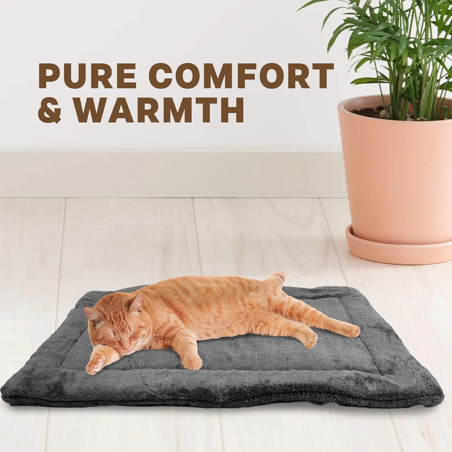 Downtown Pet Supply - Self Heated Cat Bed & Dog Crate Mat - Thermal Nap Mat - Padded and Insulated Pet Mat with Mylar Layer and Leather Handles - Grey - 29 x 20 in - Small Dog Crate Bed