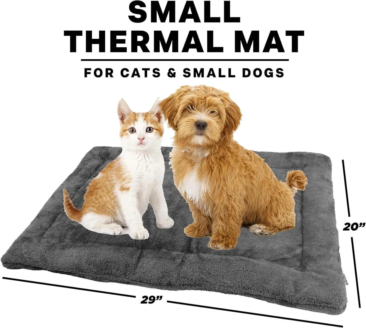 Downtown Pet Supply - Self Heated Cat Bed & Dog Crate Mat - Thermal Nap Mat - Padded and Insulated Pet Mat with Mylar Layer and Leather Handles - Grey - 29 x 20 in - Small Dog Crate Bed