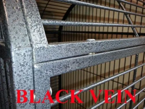 Extra Large Parrot Bird Wrought Iron Rolling Cage with Play Stand Perch Ground with Seed Guard (36" x 26" x 60"H, Black Vein)