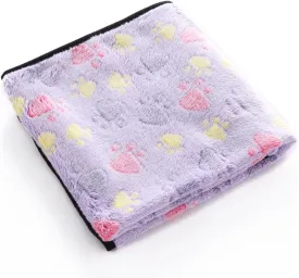 Fleece Washable Paw Printed Blanket Doggy Warm Sleeping Mat Dog Cat Puppy Pad Cushion Z-2-Light Purple Paws S