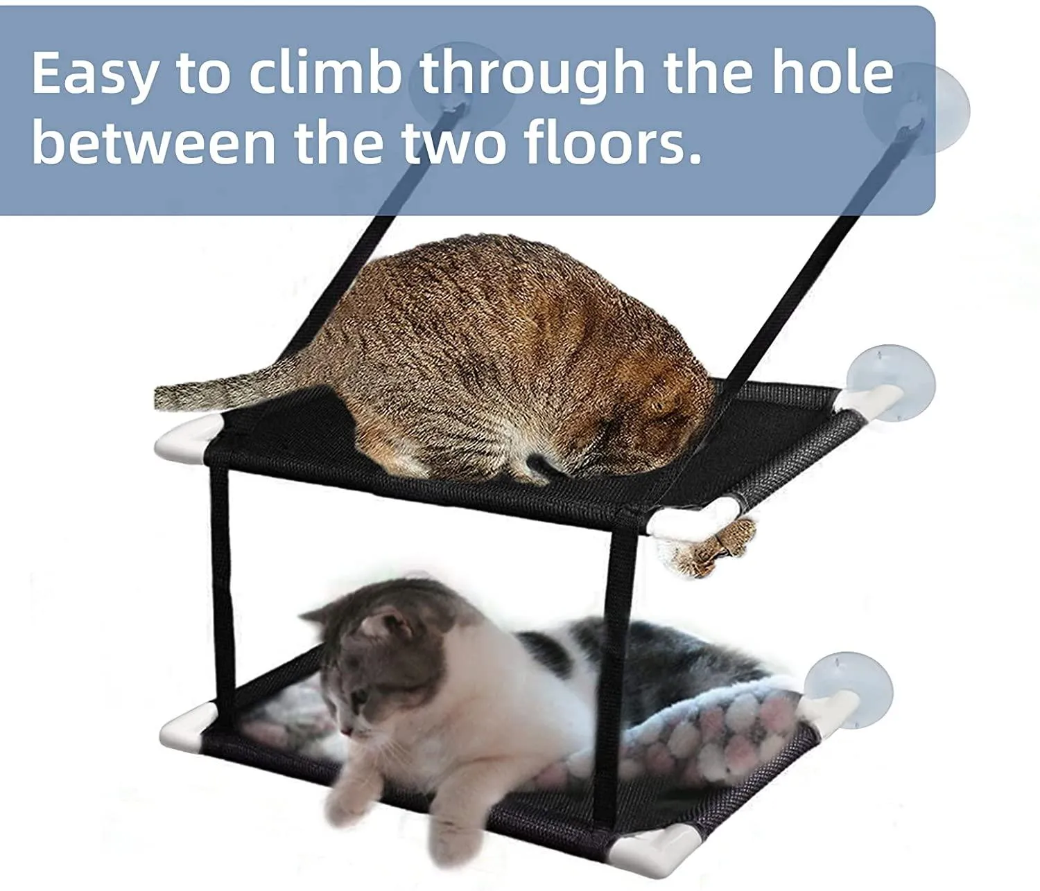 Hammock Bed with 6Pcs Strong Suction Cups Holds Up to 44lbs Pet for Large Cat and Kitten W280004