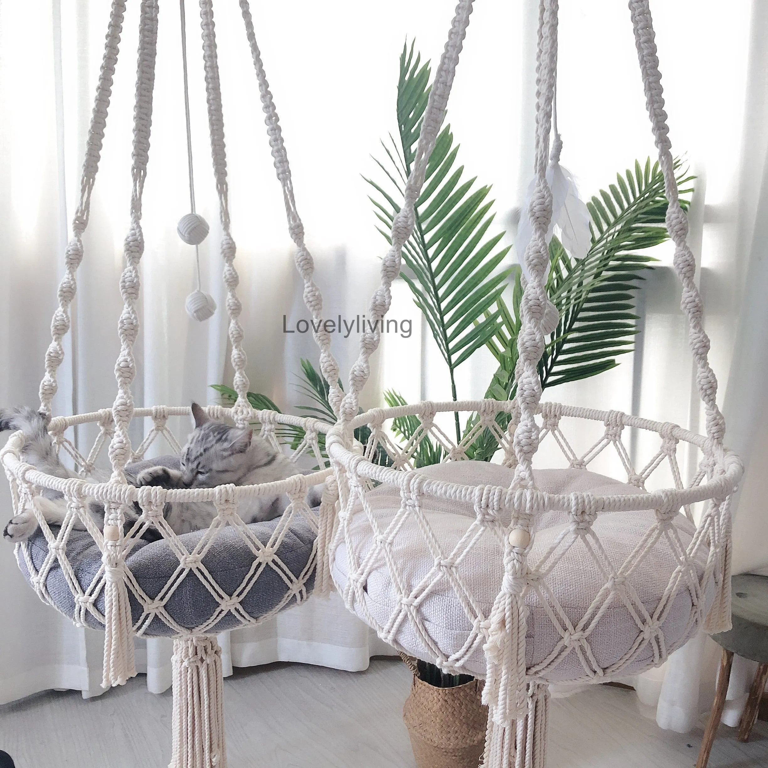 Hammock Window Macrame Cat Swing Bed