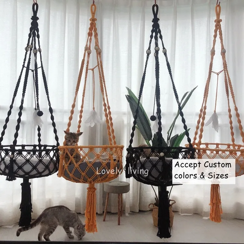 Hammock Window Macrame Cat Swing Bed
