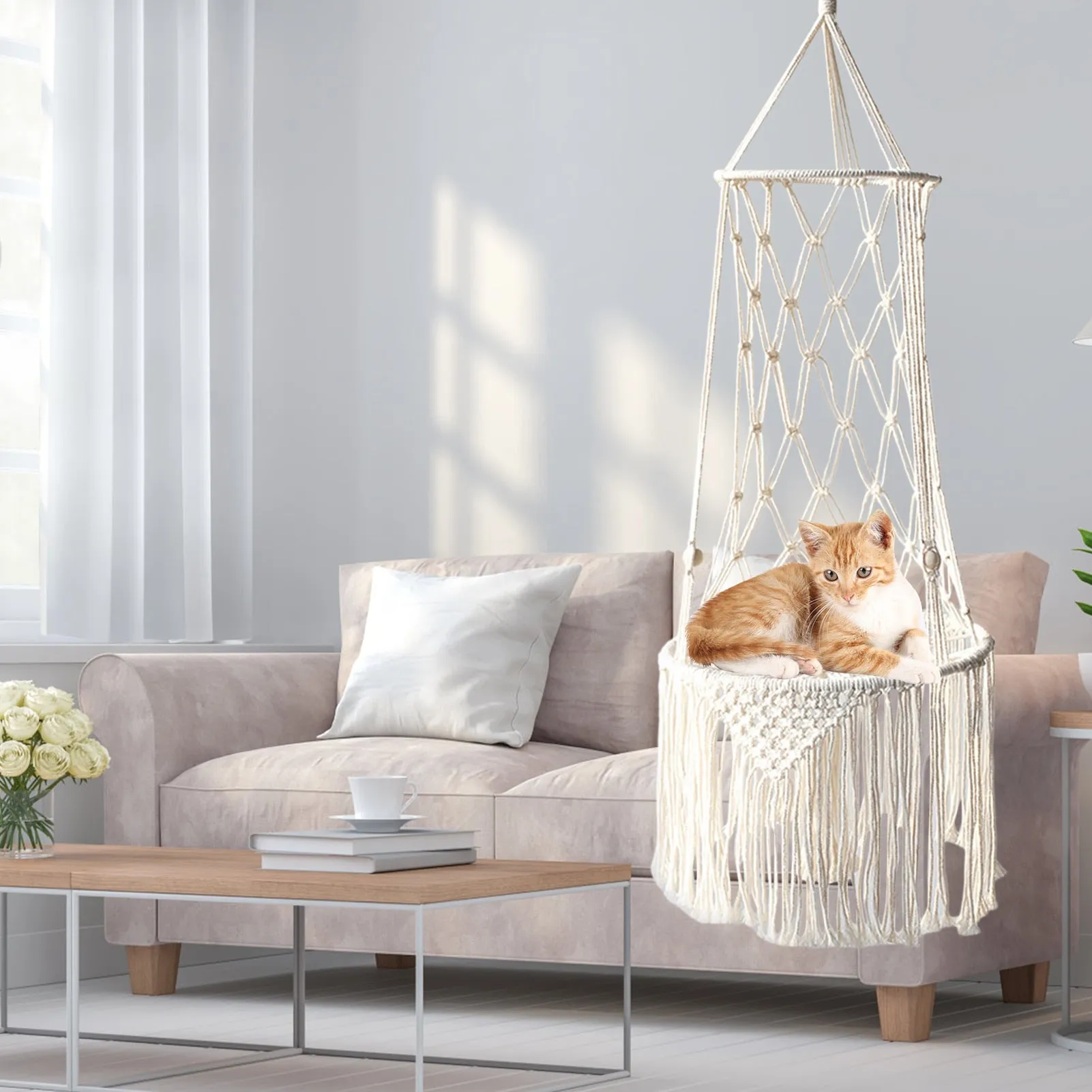 Hammock Window Macrame Cat Swing Bed