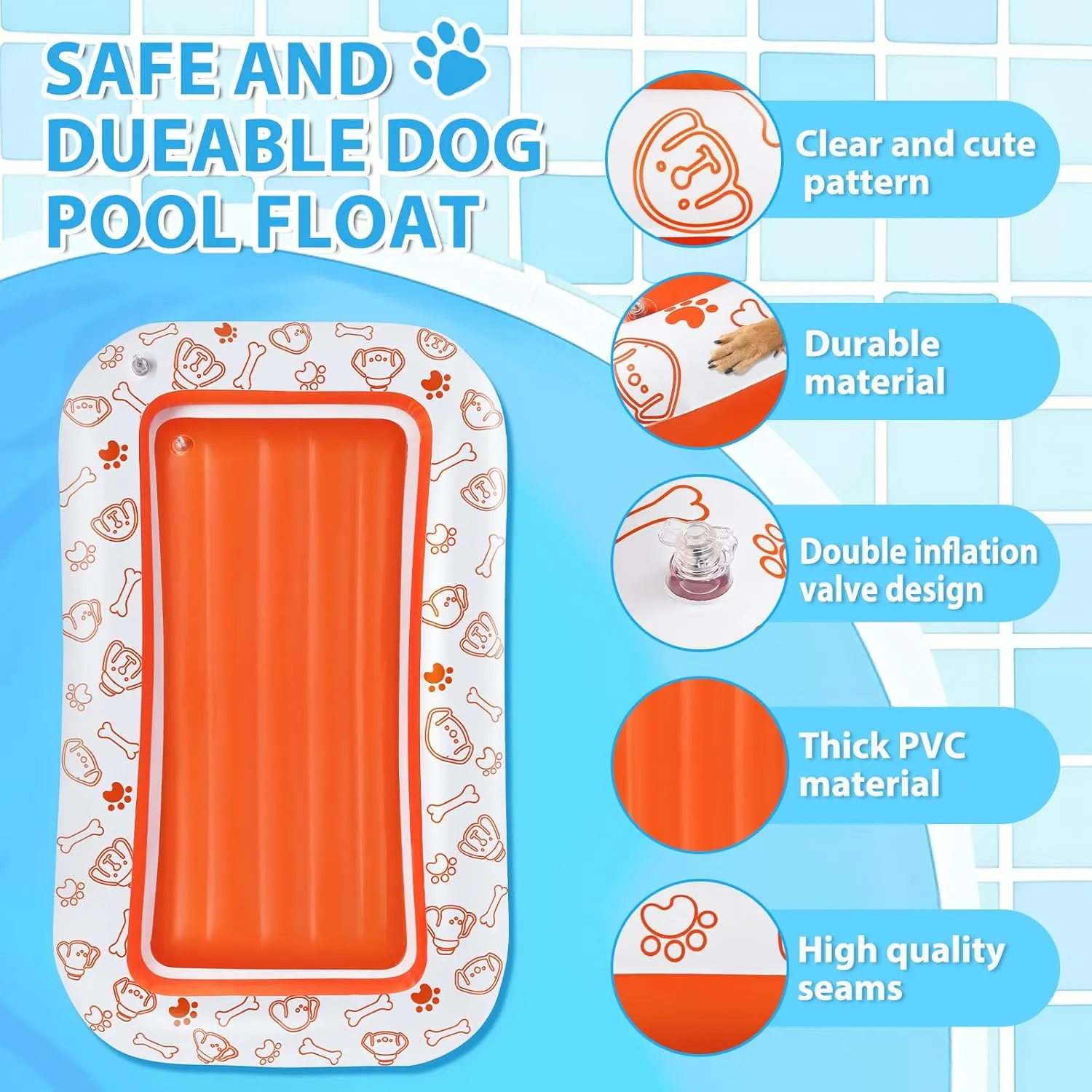 Inflatable Dog Pool Float, Puncture Proof Dog Float Raft for Pool Lake River, Dogs Floatie Boat Pet Float for Large Medium Small Dogs