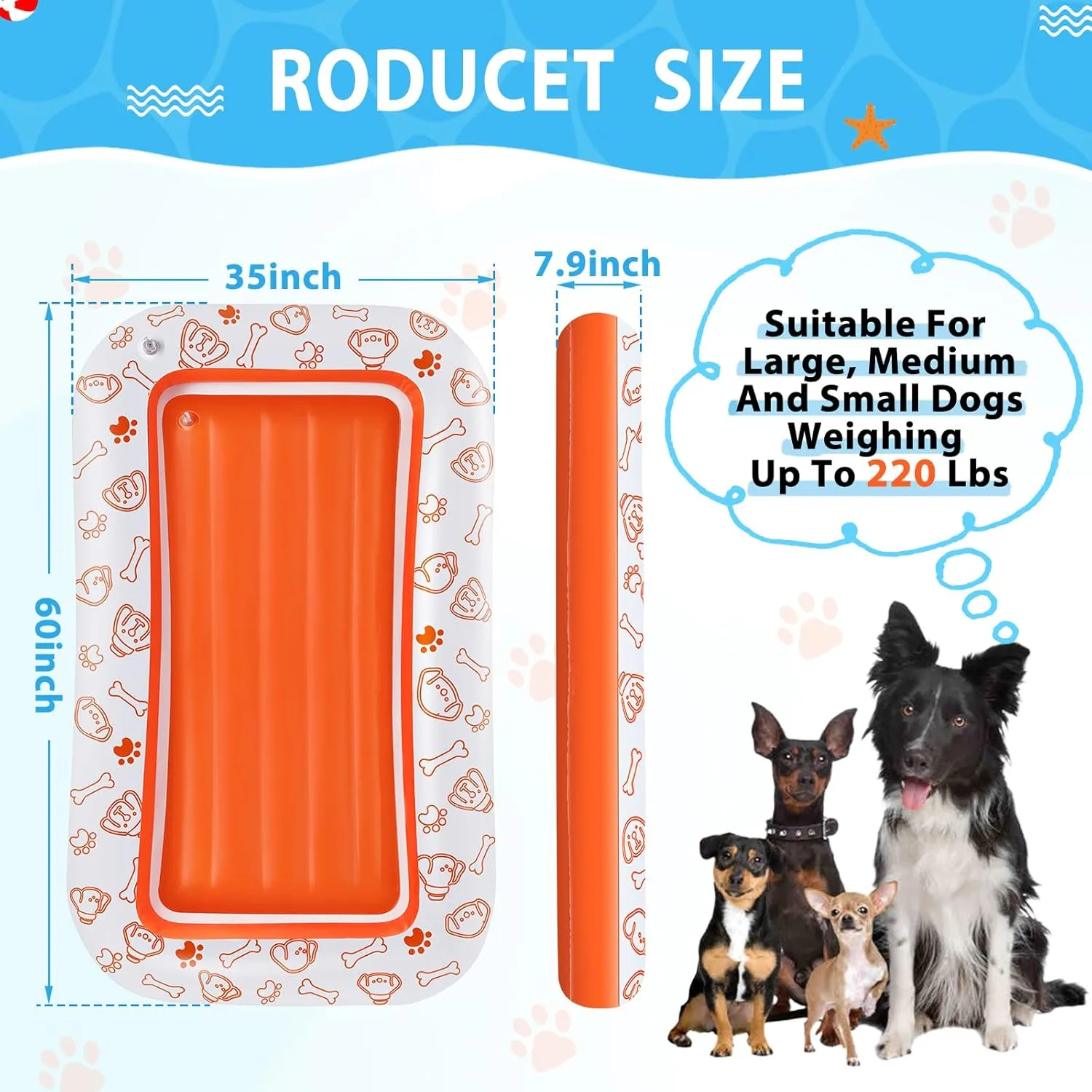 Inflatable Dog Pool Float, Puncture Proof Dog Float Raft for Pool Lake River, Dogs Floatie Boat Pet Float for Large Medium Small Dogs