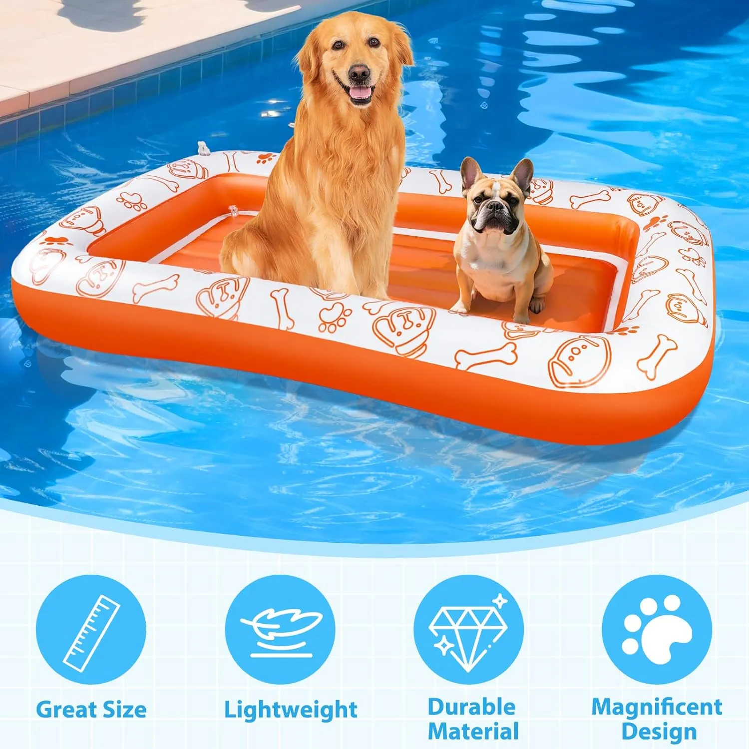 Inflatable Dog Pool Float, Puncture Proof Dog Float Raft for Pool Lake River, Dogs Floatie Boat Pet Float for Large Medium Small Dogs
