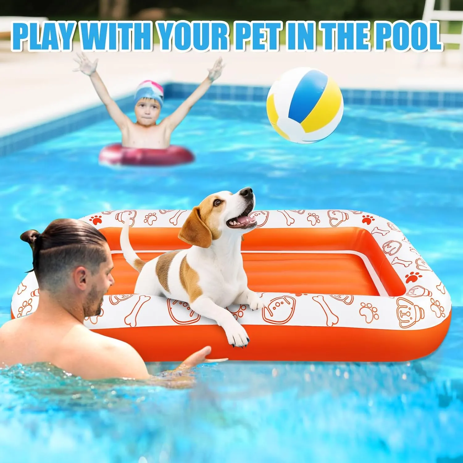 Inflatable Dog Pool Float, Puncture Proof Dog Float Raft for Pool Lake River, Dogs Floatie Boat Pet Float for Large Medium Small Dogs