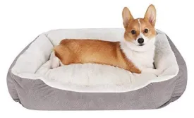 JEMA Rectangle Dog Bed - Lounger for Dogs & Cats with Self Warming Cozy Reversible Removable Inner Plush Cushion, Non Slip Waterproof Bottom, Square Medium Cuddler Pet Bed