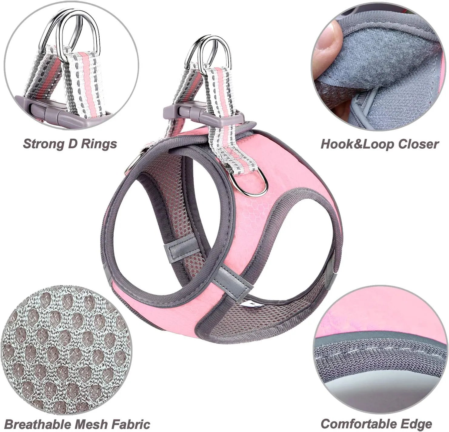 JSXD Small Dog Harness,Puppy Harness,Adjustable Leash and Collar Set for Small Dogs,Step-in Dog Harness,3M Reflective Pet Dog Vest for Small Medium Puppy