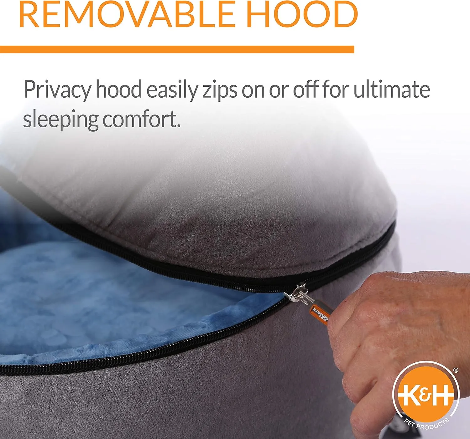K&H Pet Products Self-Warming Kitty Bed Hooded Blue/Gray Large 20 Inches