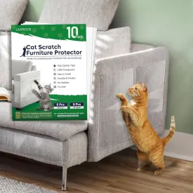 LANBEIDE Cat Scratch Furniture Protector - 10 Pack Couch Protector from Cat Claws, Clear Anti-Scratch Deterrent for Sofa, 10 Sheets   50 Twist Pins