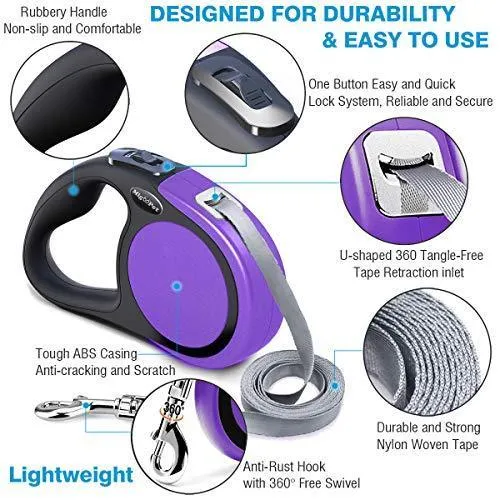 Lightweight, Retractable Dog Leash (16ft)