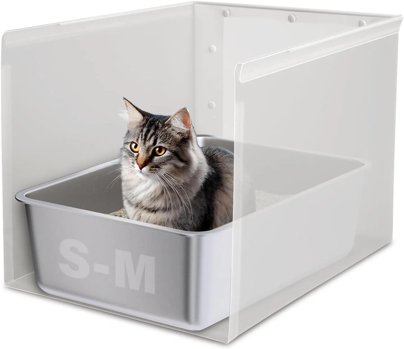 Litter Box Shield,17.5"x13.7"x13"H Large Litter Box Splash Guard Without Leakage, High Sided Cat Litterbox Pee Shields Easy Clean for Pet Cat/Kitty/Kitten(Without Pan)
