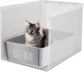 Litter Box Shield,17.5"x13.7"x13"H Large Litter Box Splash Guard Without Leakage, High Sided Cat Litterbox Pee Shields Easy Clean for Pet Cat/Kitty/Kitten(Without Pan)