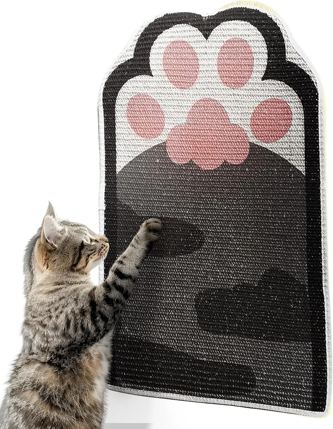 Lukamoo Cat Scratching Pad, Wall Mounted Scratcher for Indoor Cats (Grey Tabby, Medium (24'' x 16''))