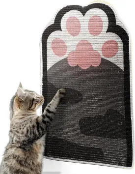 Lukamoo Cat Scratching Pad, Wall Mounted Scratcher for Indoor Cats (Grey Tabby, Medium (24'' x 16''))