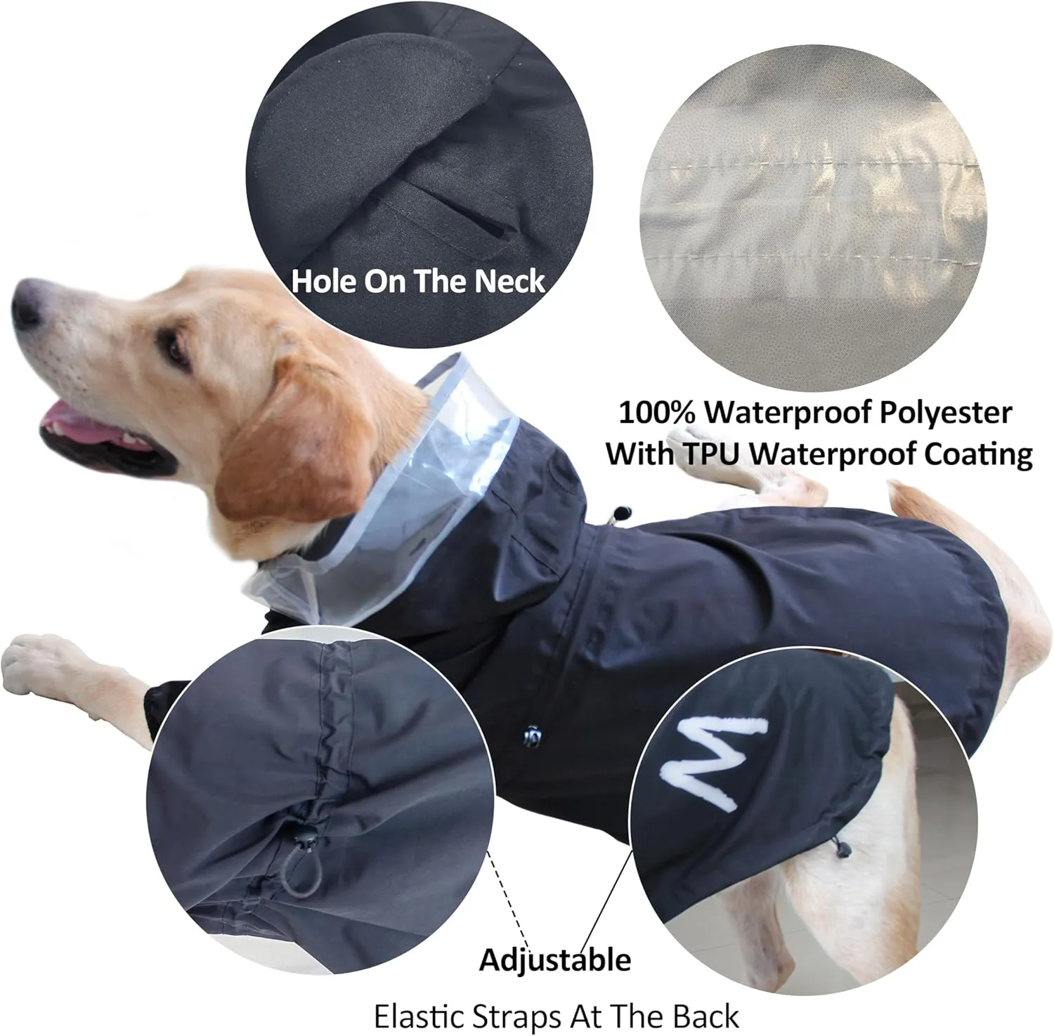 Mamore Dog Raincoat with Clear Hood - Adjustable Dog Jacket, Bottom Waterproof, Reflective Stripe - Small, Medium, Large Sizes (Blue-Gray, X-Small)
