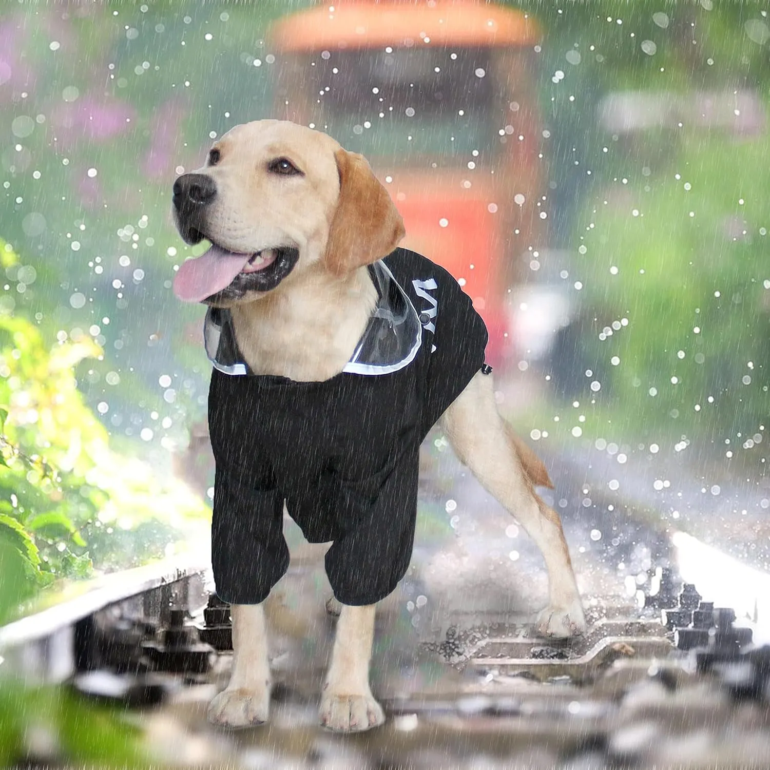 Mamore Dog Raincoat with Clear Hood - Adjustable Dog Jacket, Bottom Waterproof, Reflective Stripe - Small, Medium, Large Sizes (Blue-Gray, X-Small)