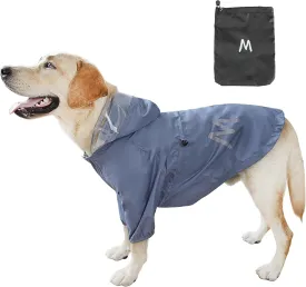 Mamore Dog Raincoat with Clear Hood - Adjustable Dog Jacket, Bottom Waterproof, Reflective Stripe - Small, Medium, Large Sizes (Blue-Gray, X-Small)