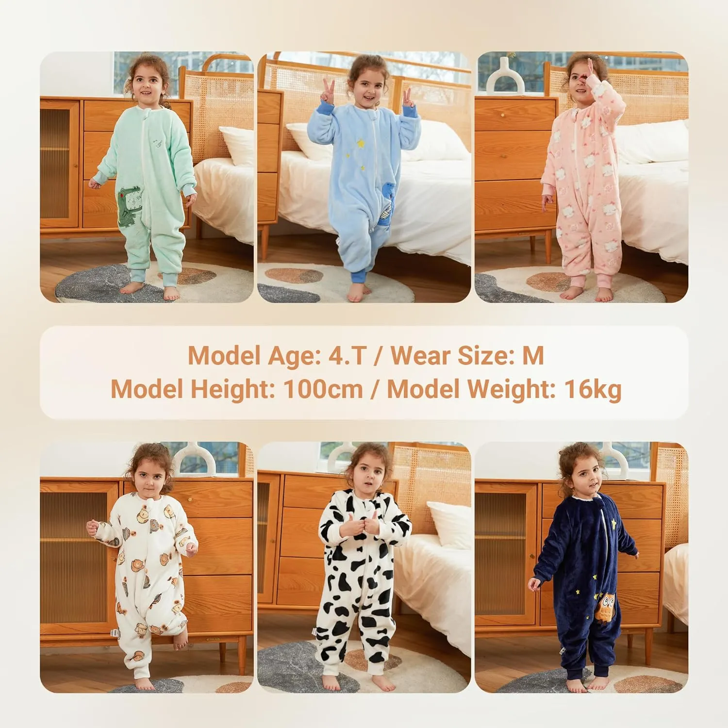 MICHLEY Flannel Baby Sleeping Bag Unisex Pajamas, Long Sleeve Zipper Wearable Sleeping Sack for Autumn Winter Boys Girls