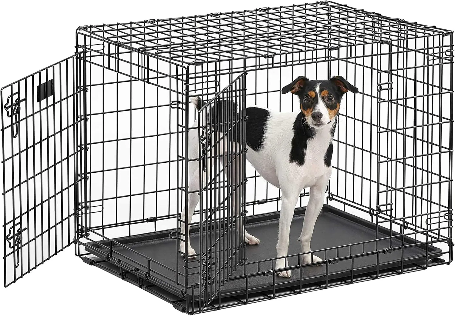 MidWest Homes for Pets Ultima Pro Series 30' Dog Crate | Extra-Strong Double Door Folding Metal Dog Crate w/Divider Panel, Floor Protecting 'Roller Feet' & Leak-Proof Plastic Pan